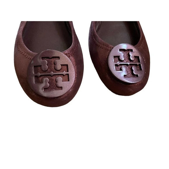 Tory Ballerina Flats Maroon Burgundy Casual Leather US 6.5 M Slip-on Boho - Picture 2 of 11